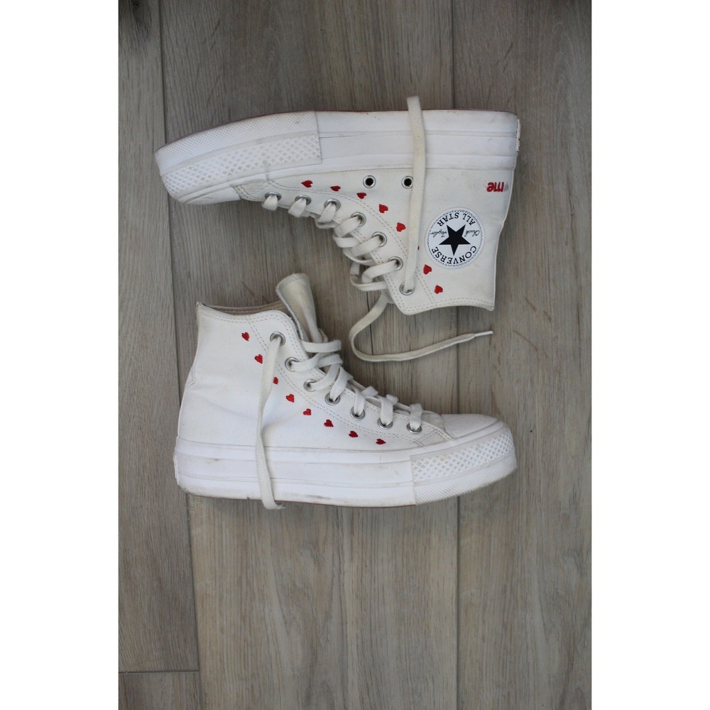 Converse Chuck Taylor All Star Lift Hi White Red Hearts Valentines A01599C 6.5W - Picture 3 of 6